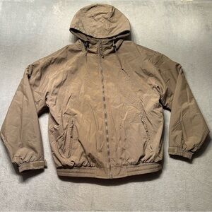 Cabelas Mens Large Brown Hooded Jacket Fleece Lined Full Zip Outdoor Winter Coat